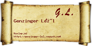 Genzinger Lél névjegykártya